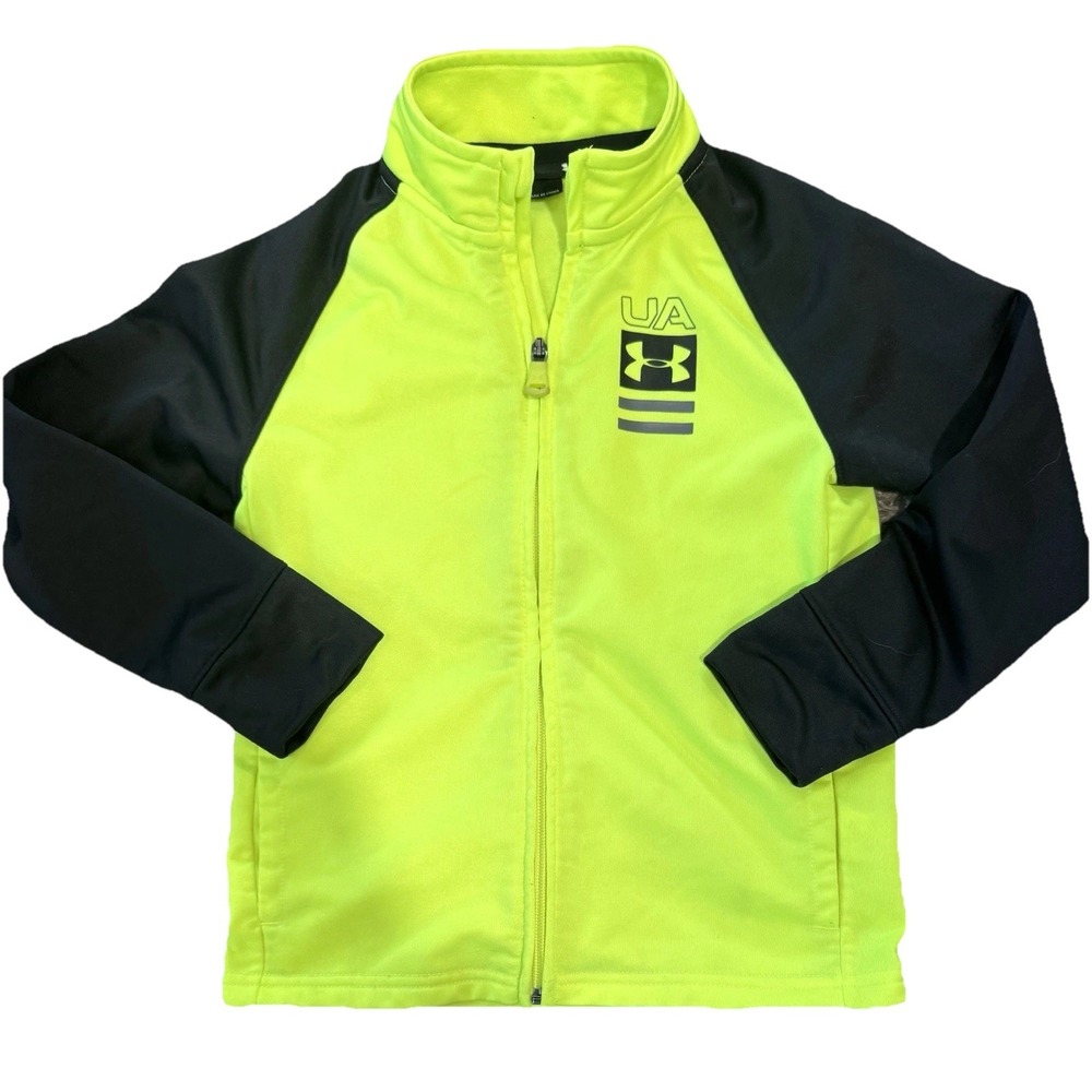Under Armour Little Boys'‎ Element Warm-Up Jacket, Black-Neon Green, Size 5